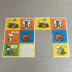 Vintage 70s Ambassador Halloween Snoopy Peanuts Trick Or Treat Sticker Sheet